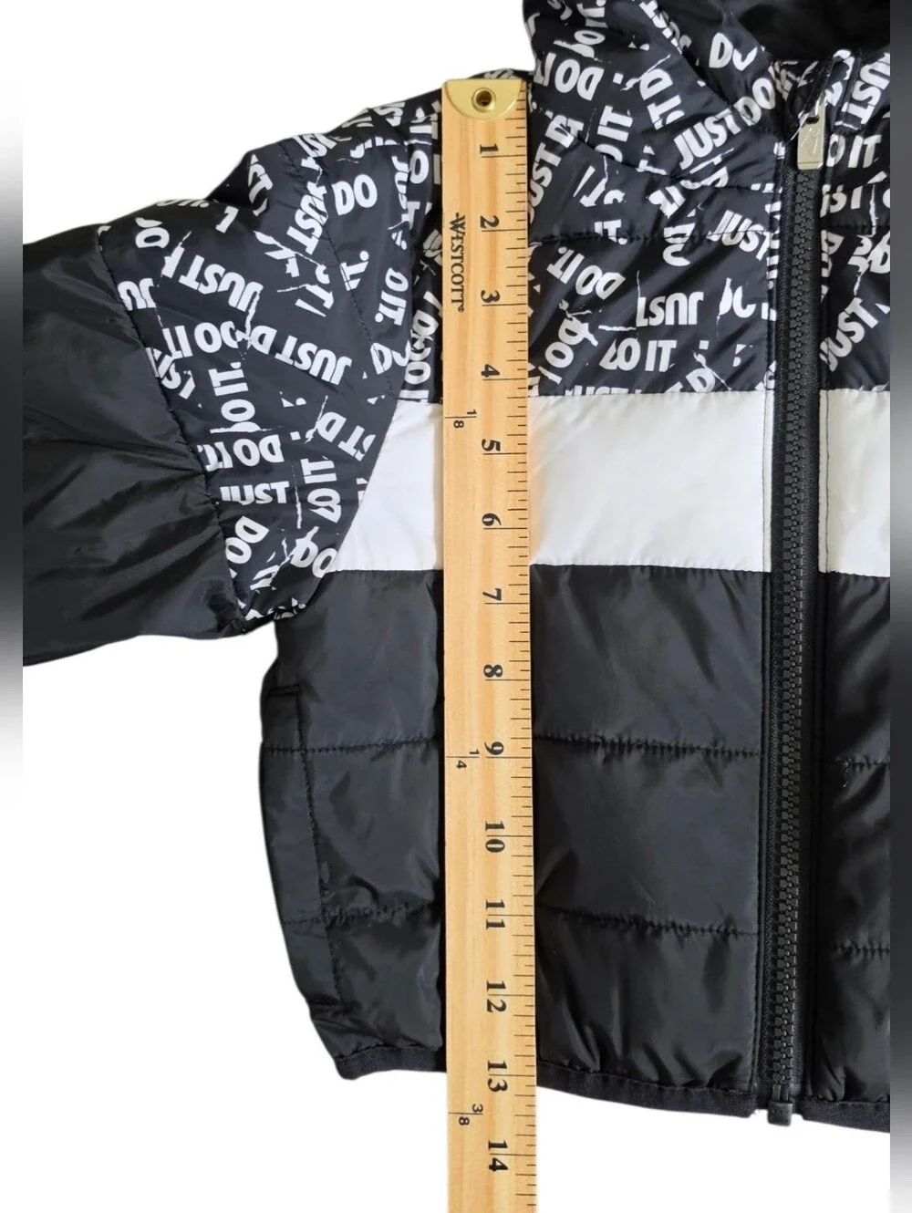 Nike Toddler Puffer Jacket Black White Just Do It Print Size 2T
